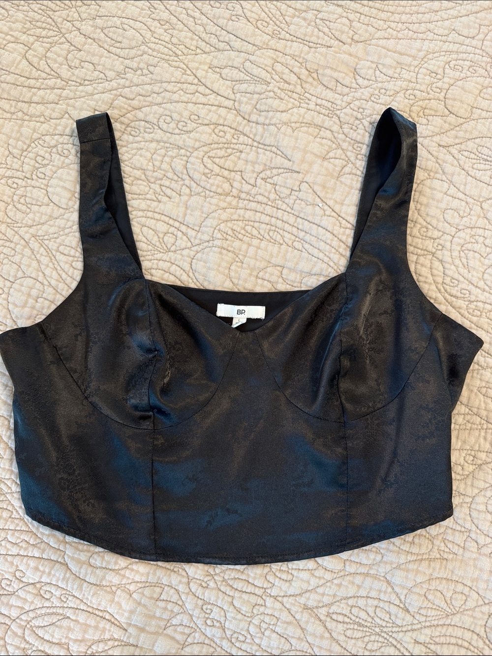 bp Black‎ Satin Bustier Crop Top